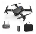Dron E88 Pro negro con control remoto, batería y estuche