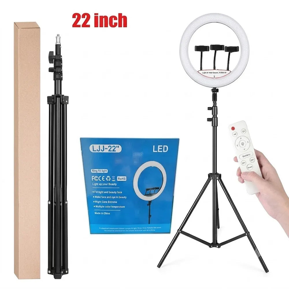 Aro de luz LED 56 cm RGB con trípode